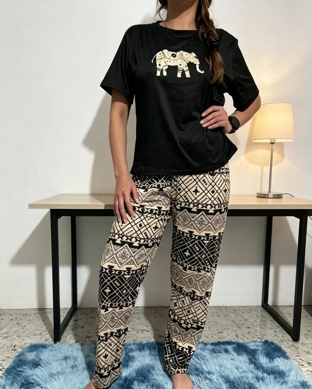 Set Pijama Elefante Negro-Dorado